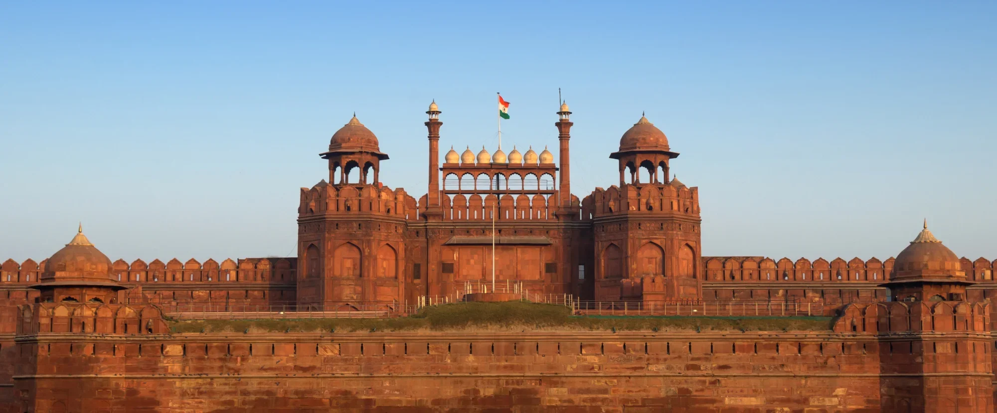 Ramparts and cupolas of the Red Fort in Delhi