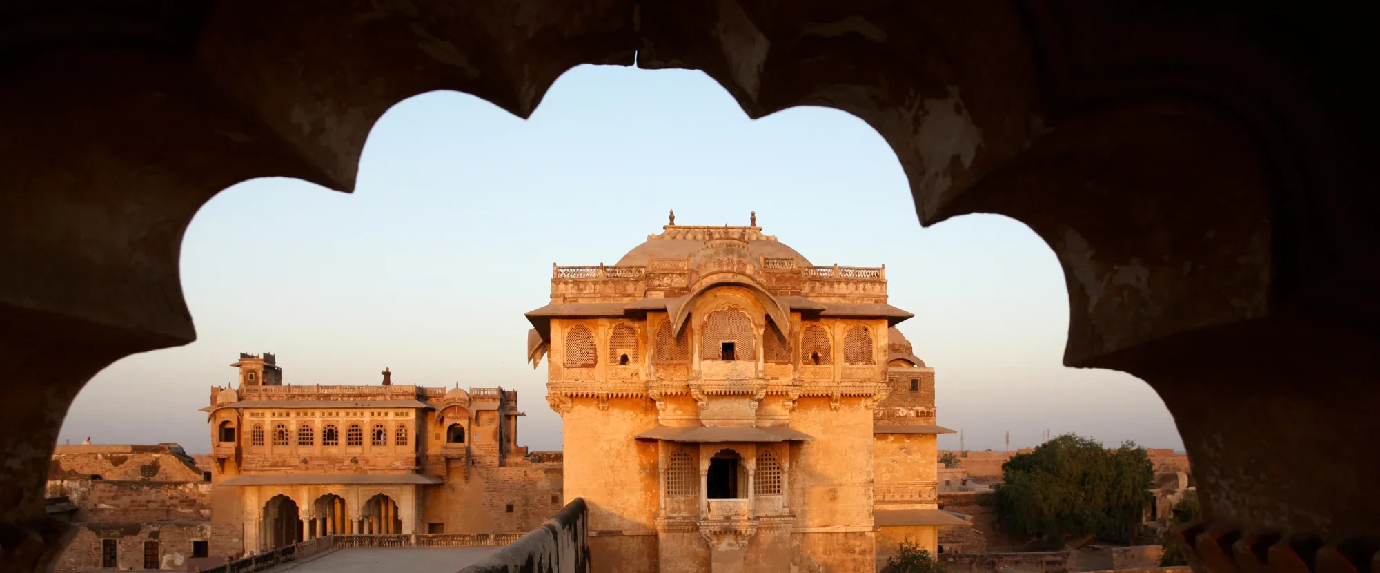 Ancient fort constructed of honey coloured stone in Rajasthan