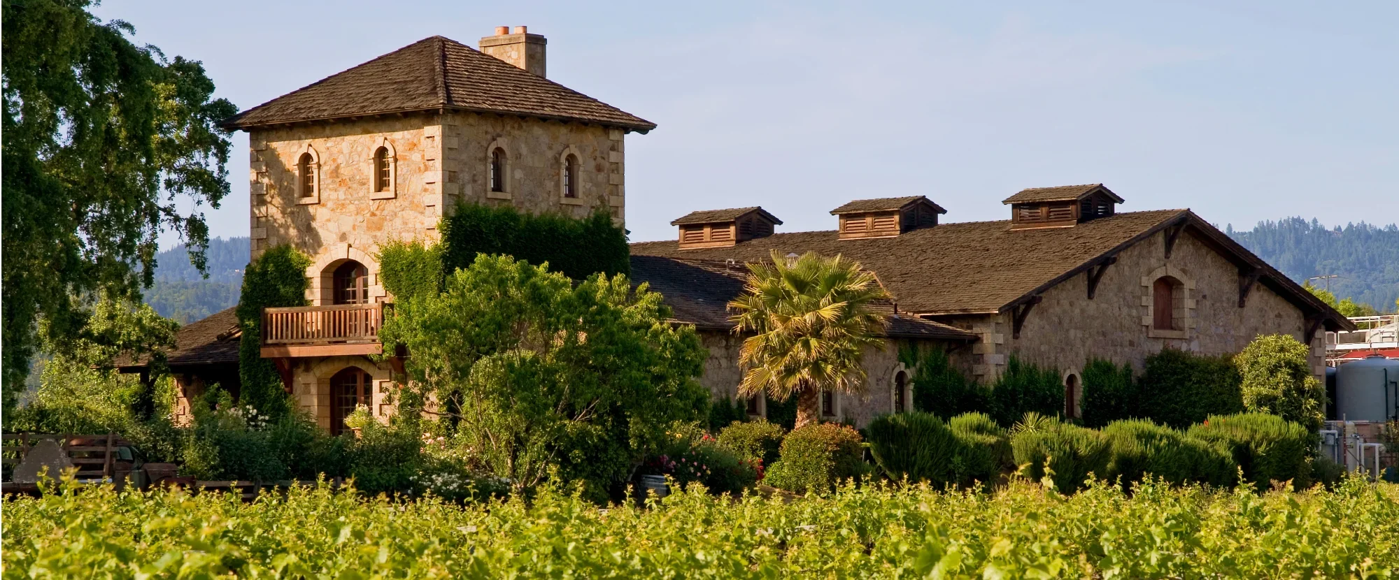 Napa Valley vineyard and winery during fall, California