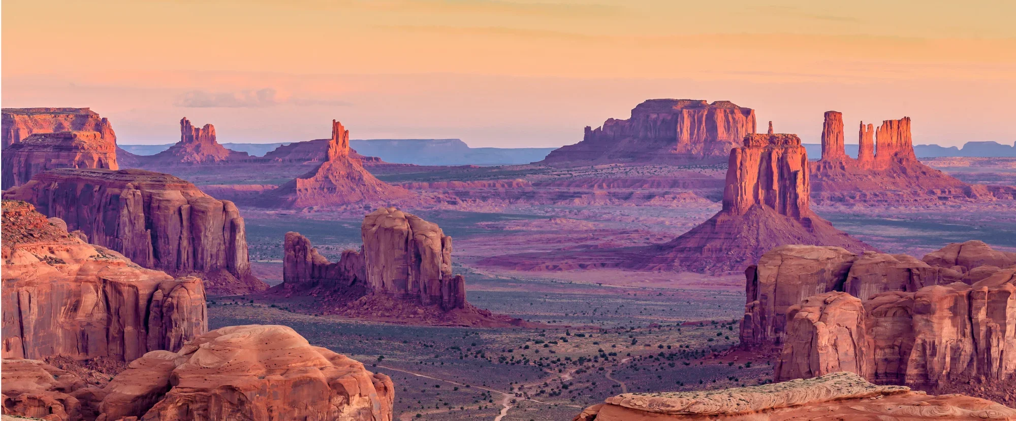 Monument Valley at sunset, Arizona, USA