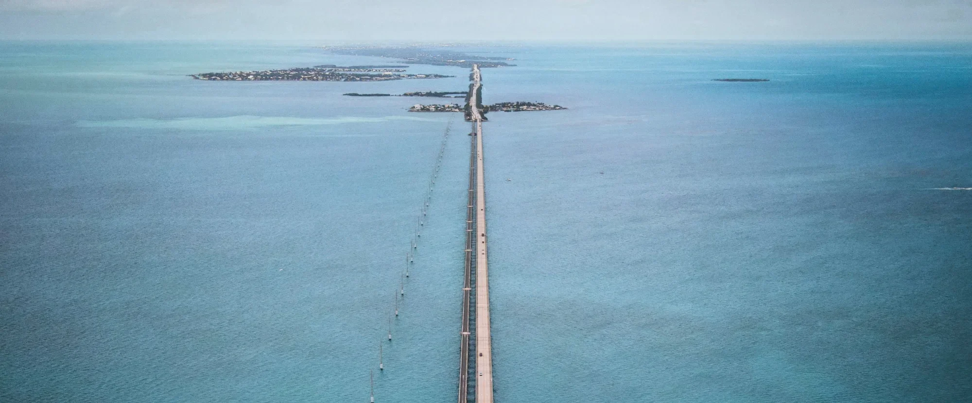 Highway stretching over calm blue seas in Florida