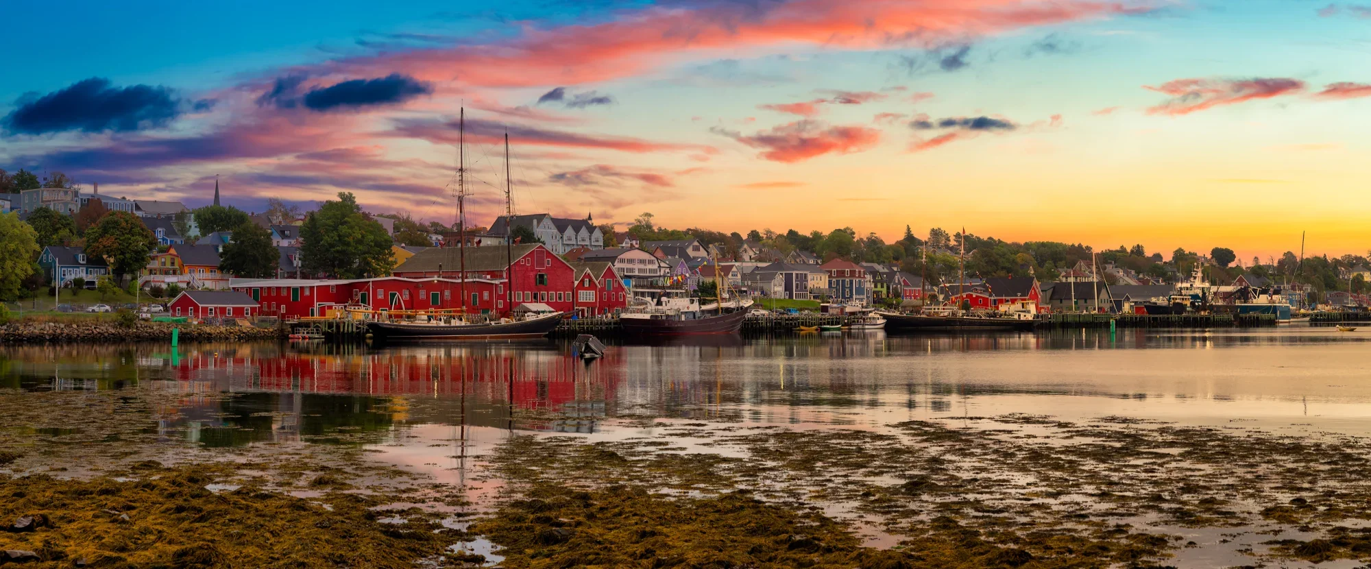 Lunenburg harbour at sunset, Nova Scotia, Canada