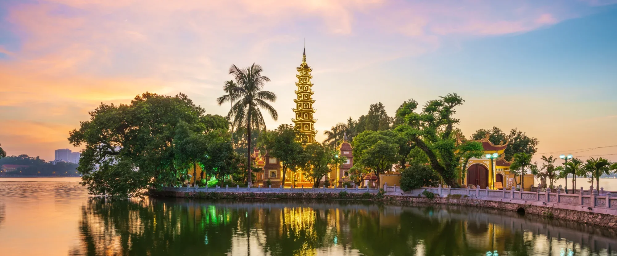 Hanoi Tran Quoc Pagoda at sunset, Vietnam