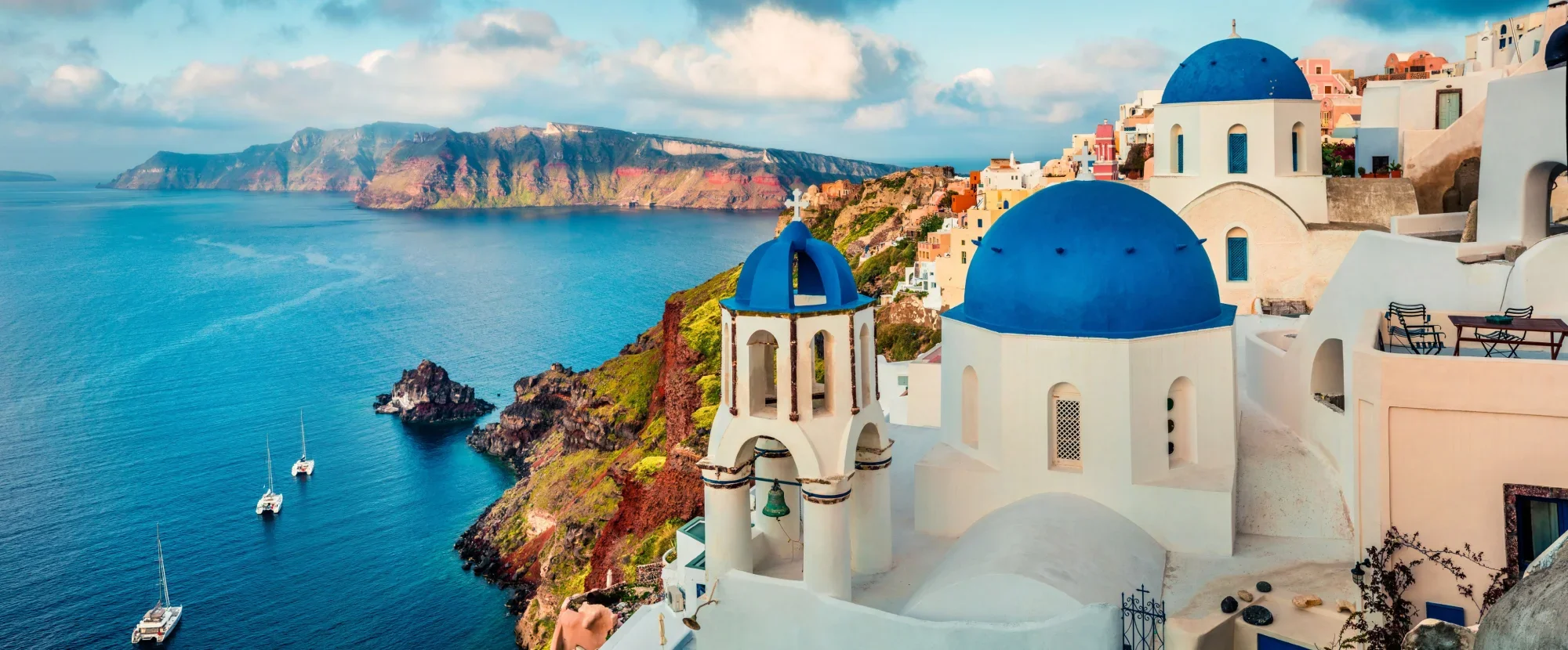 Oia blue domes in Santorini